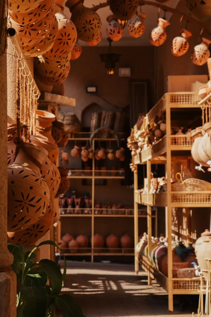 Explore the intricate pottery market in Nizwa showcasing traditional Omani craftsmanship.