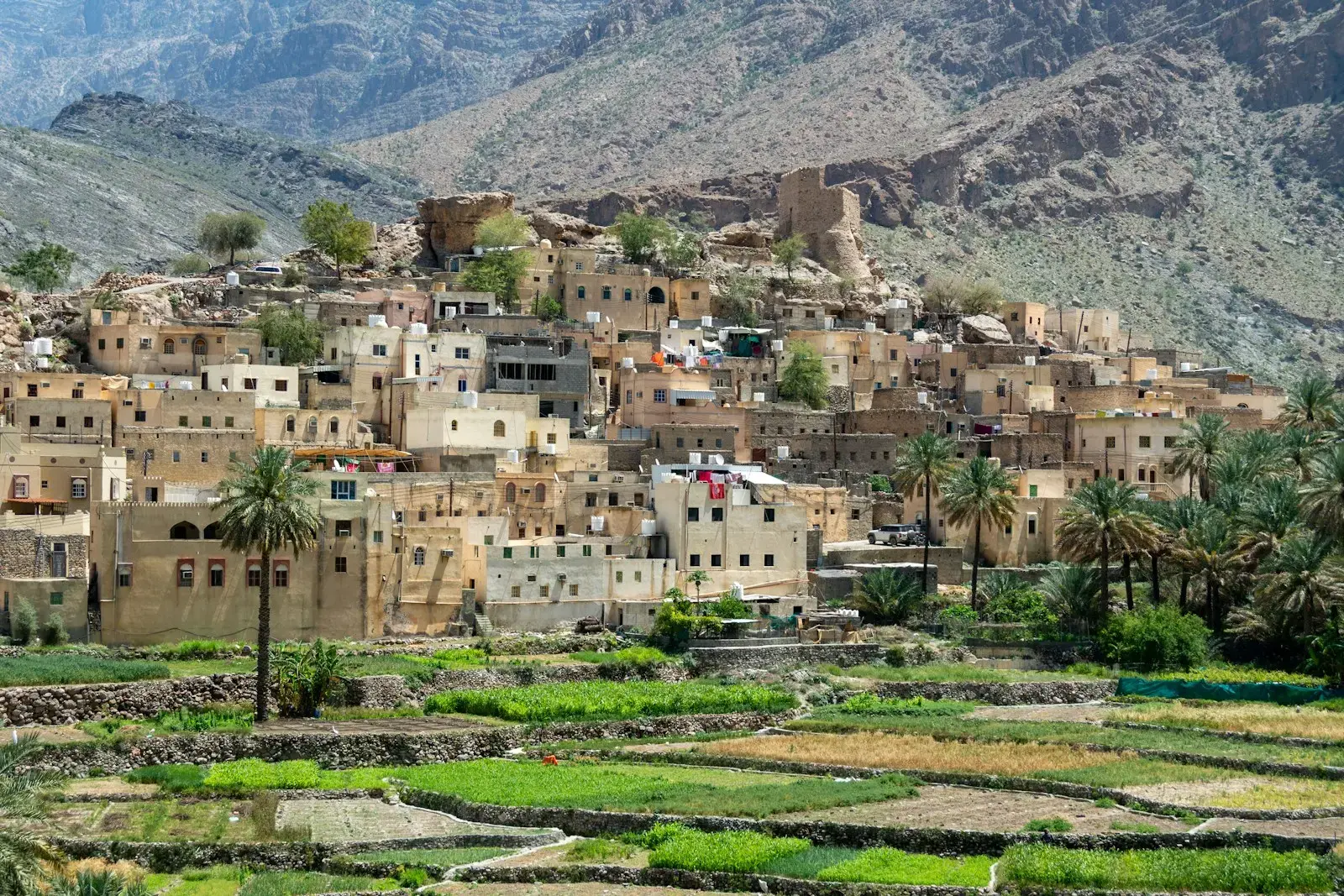 Ancient village nestled in a green mountain valley.