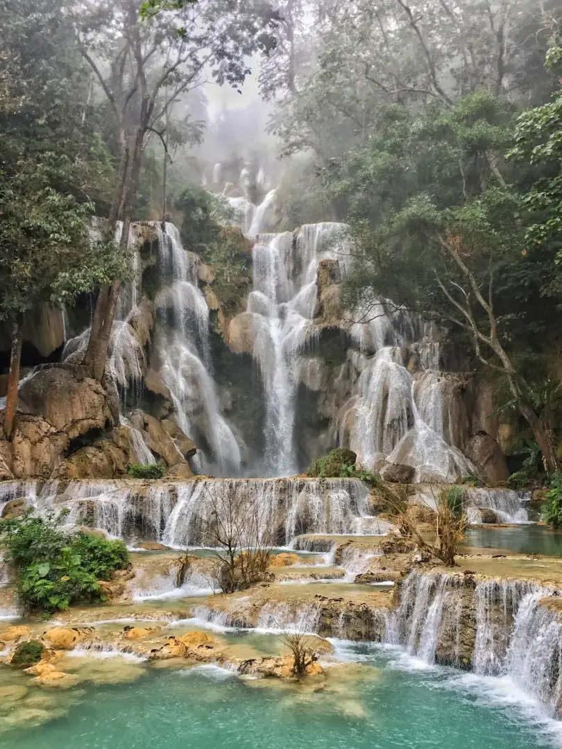 Photo by Kyle Petzer waterfalls in the middle of the forest