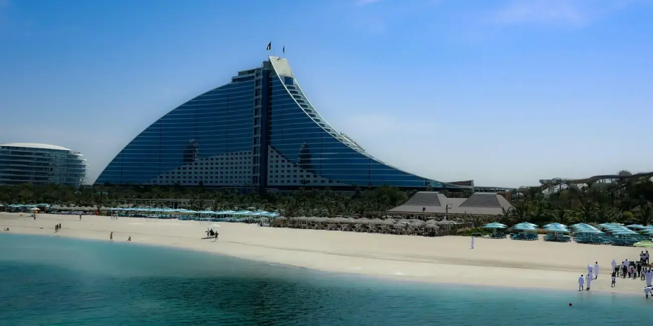 Luxury beach resort with a unique design.