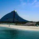 Luxury beach resort with a unique design.