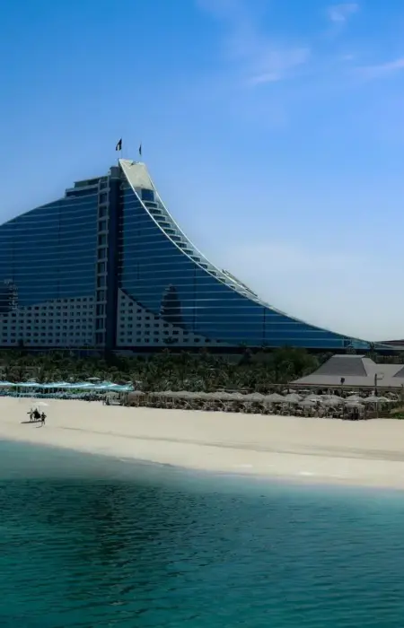 Luxury beach resort with a unique design.